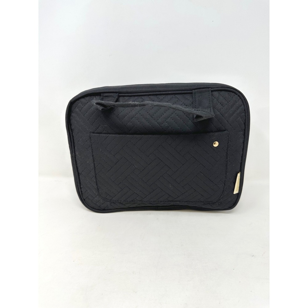 BAGSMART Black Quilted Toiletry Bag Travel Bag with Hanging Hook